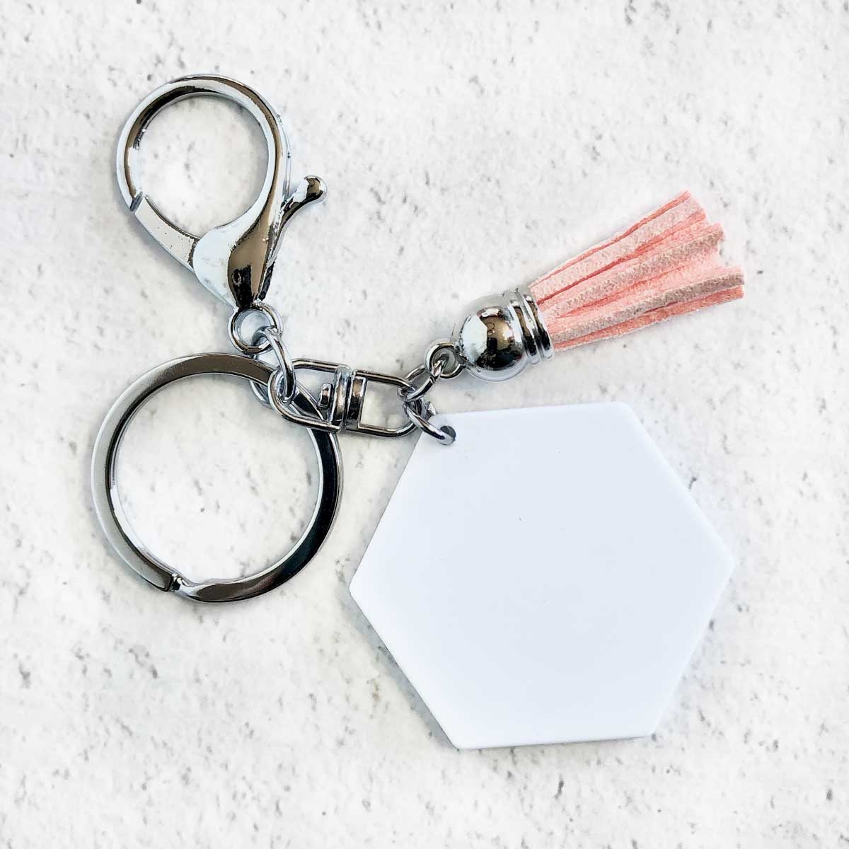 Hexagon Sublimation Keychain Silver
