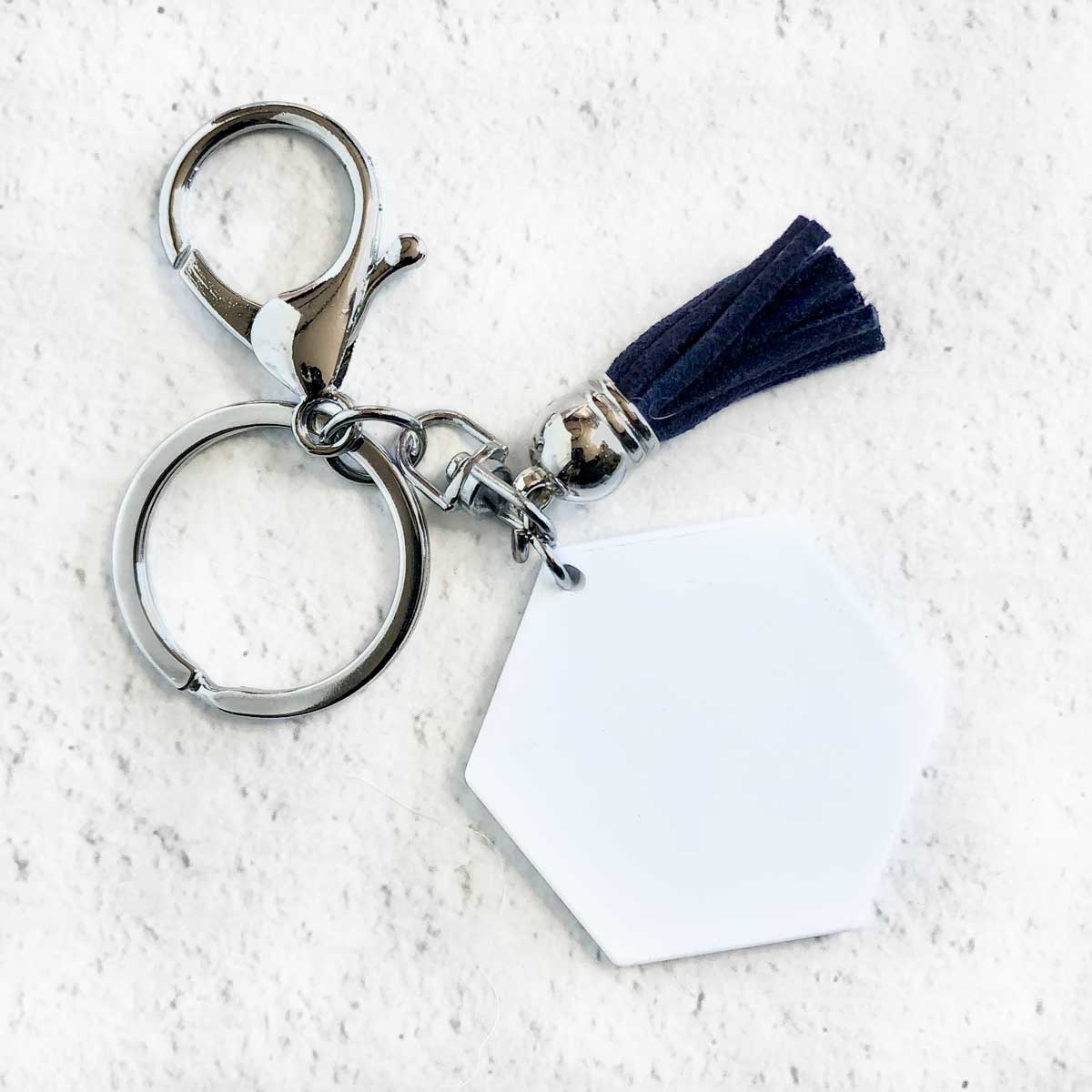 Hexagon Sublimation Keychain Silver