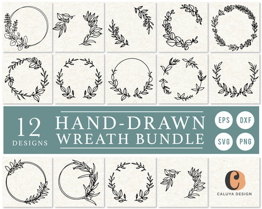 Hand-Drawn Wreath Frame SVG Bundle