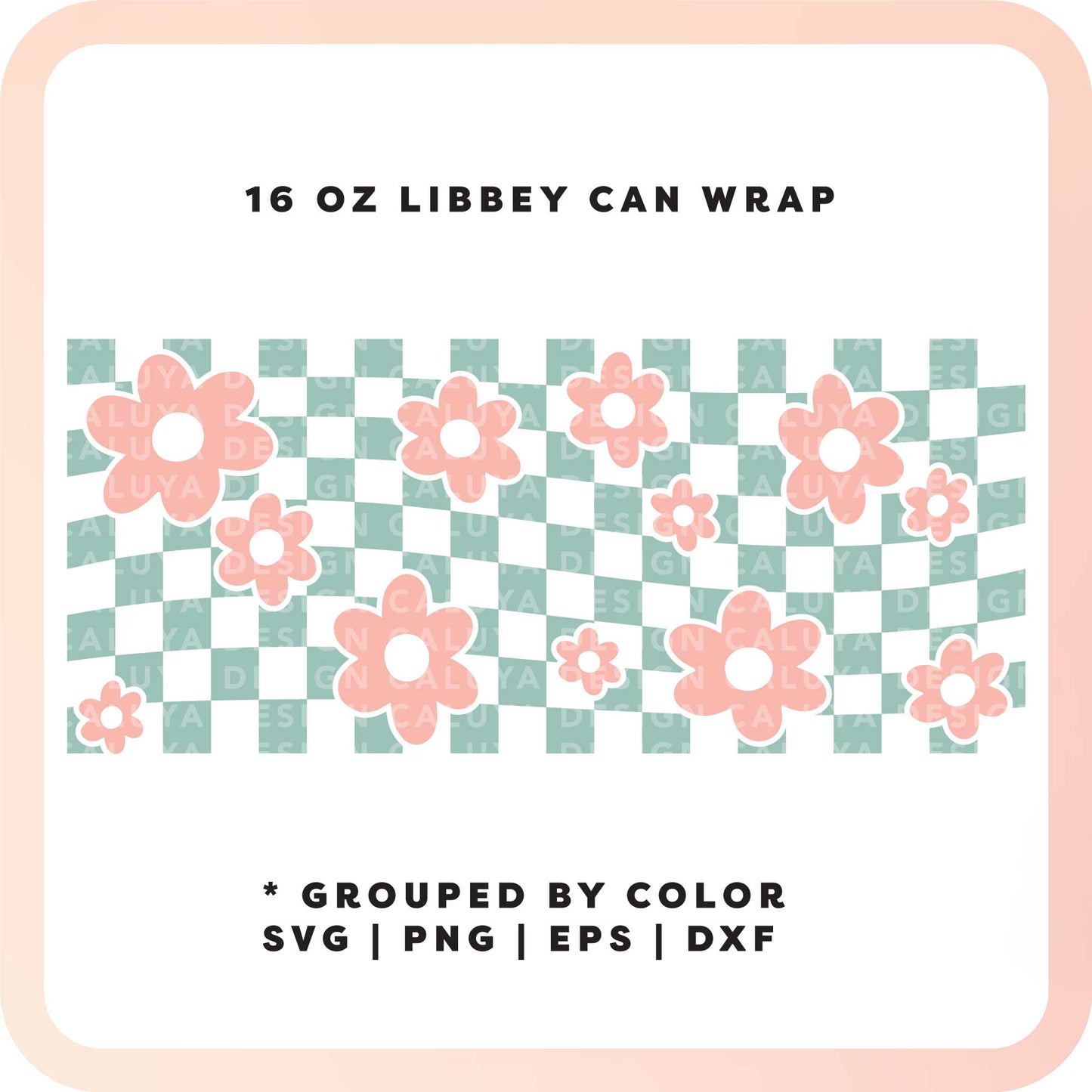 16oz Libbey Can Wrap SVG | Wavy Flower SVG