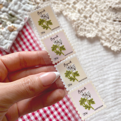 [ Double Sided ] Bookmark UV DTF Decal | Birth Month Flower Stamp