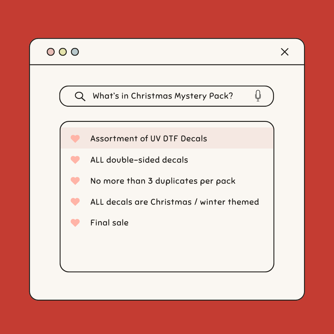 Mystery Pack| [ Double Sided ] Christmas UV DTF Decal
