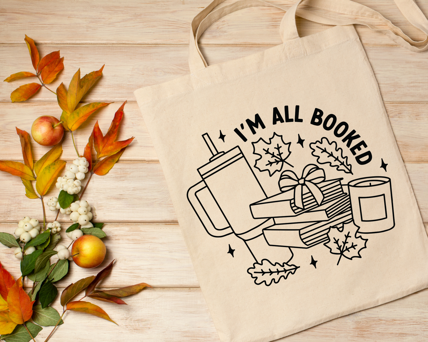 FREE I'm All Booked SVG | Fall Book Outline SVG