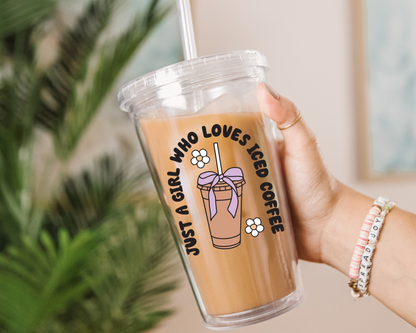 FREE Just A Girl SVG | Loves Iced Coffee SVG