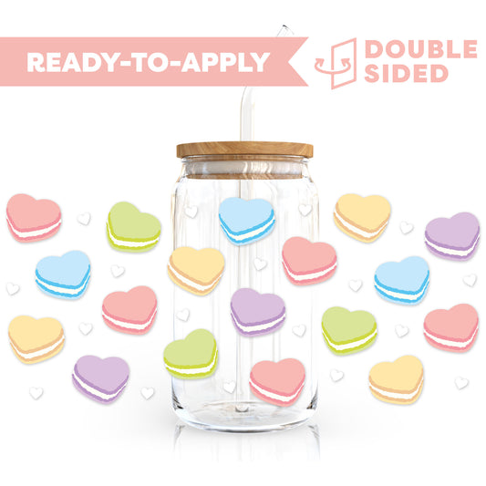 [ Double Sided ] 16oz Cup UV DTF Decal | Heart Macaroon 