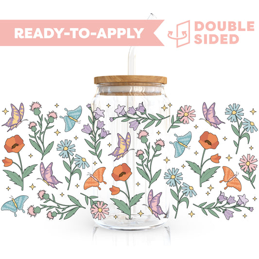 [ Double Sided ] 16oz Cup UV DTF Decal | Spring Wildflowers