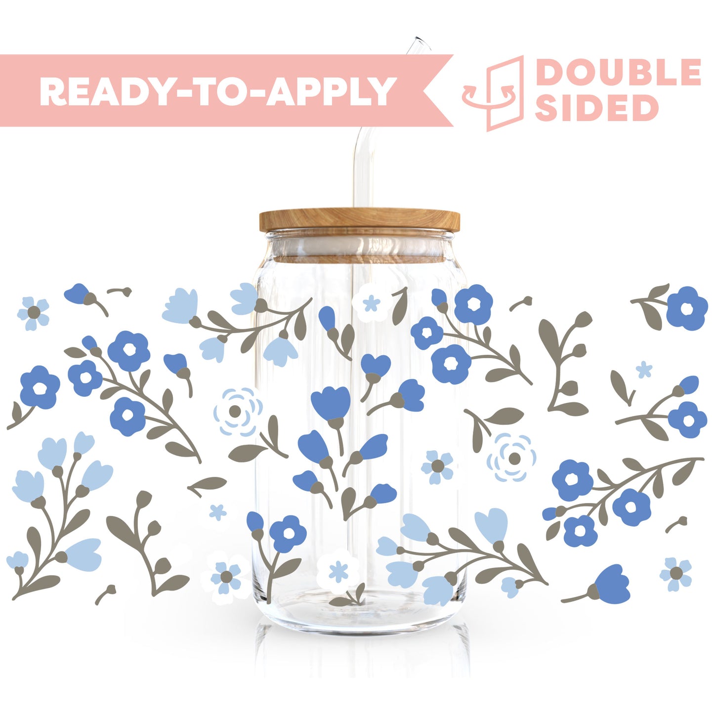 [ Double Sided ] 16oz Cup UV DTF Decal | Floral Mist