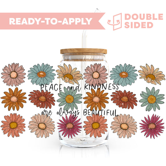 [ Double Sided ] 16oz Cup UV DTF Decal | Peace And Kindness