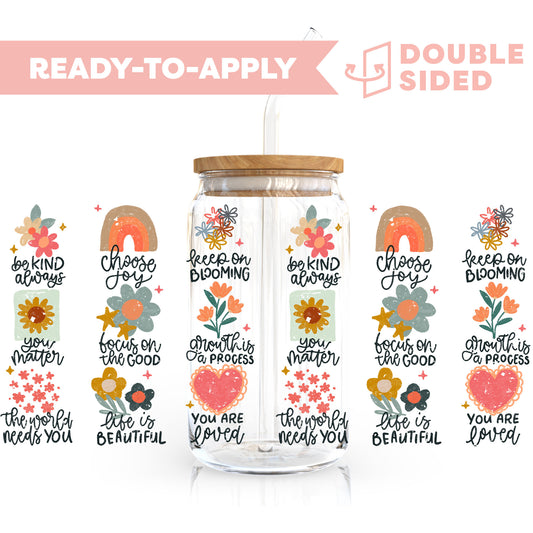 [ Double Sided ] 16oz Cup UV DTF Decal | Positive Affirmation