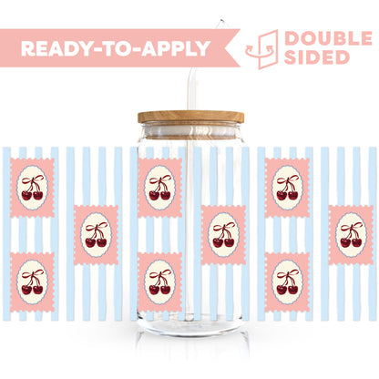 [ Double Sided ] 16oz Cup UV DTF Decal | Vintage Cherry Stamp