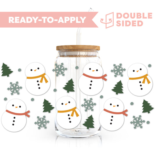 [ Double Sided ] 16oz Cup UV DTF Decal | Cute Snowman