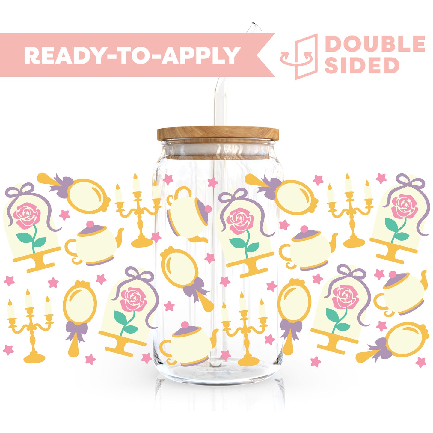 [ Double Sided ] 16oz Cup UV DTF Decal | Beauty And The Beast