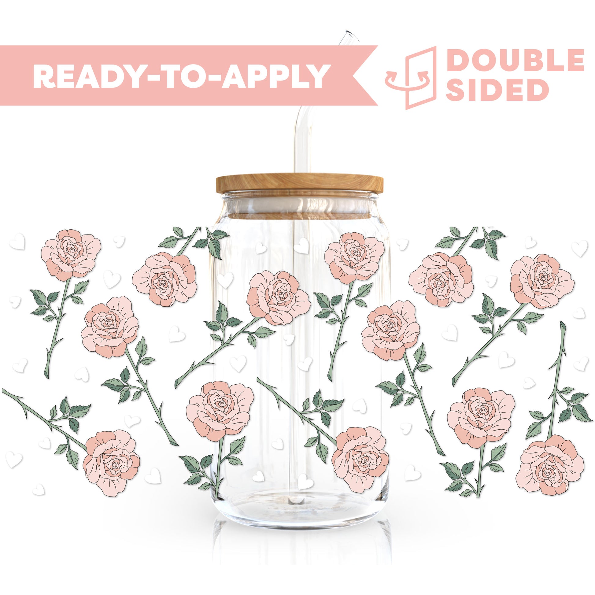 [ Double Sided ] 16oz Cup UV DTF Decal | Romantic Roses