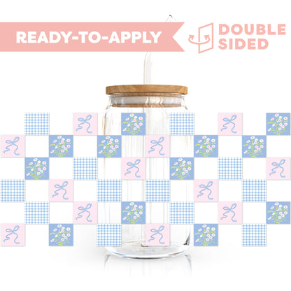 [ Double Sided ] 16oz Cup UV DTF Decal | Everblooming Coquette Blue