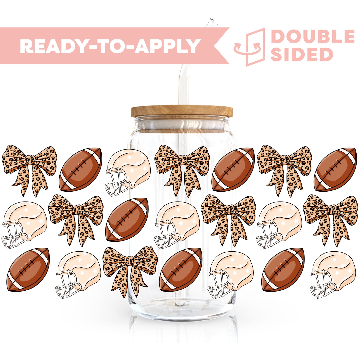 [ Double Sided ] 16oz Cup UV DTF Decal | Football Girlie