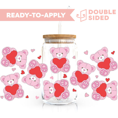 [ Double Sided ] 16oz Cup UV DTF Decal | Romantic Bear