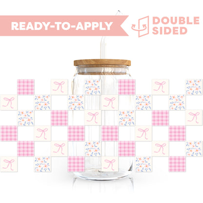 [ Double Sided ] 16oz Cup UV DTF Decal | Everblooming Coquette Pink