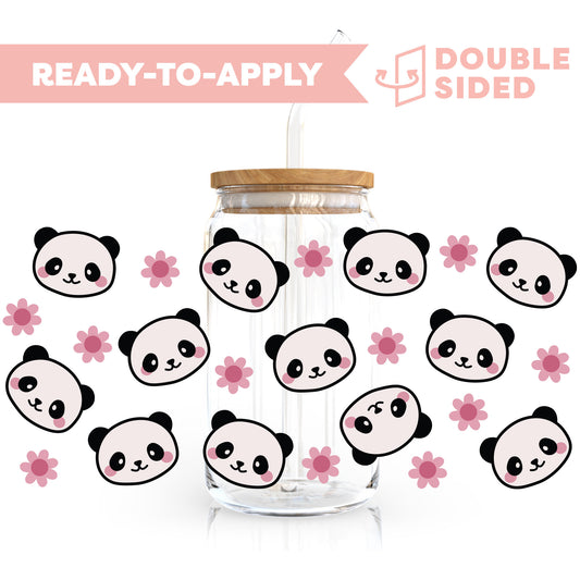 [ Double Sided ] 16oz Cup UV DTF Decal | Kawaii Panda