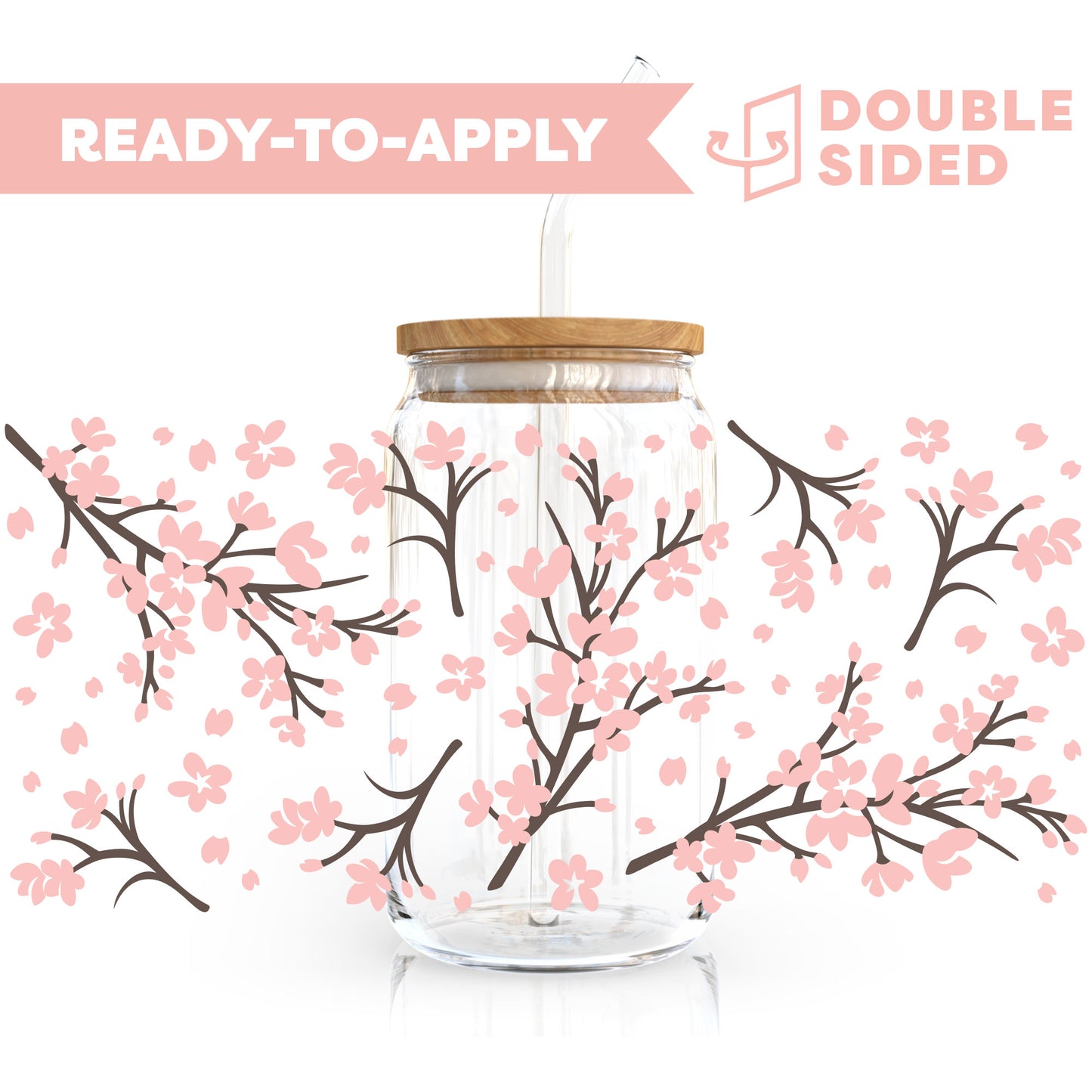 [ Double Sided ] 16oz Cup UV DTF Decal | Sakura Blossom