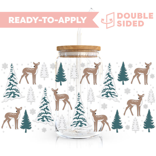 [ Double Sided ] 16oz Cup UV DTF Decal | Winter Forest