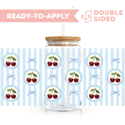 [ Double Sided ] 16oz Cup UV DTF Decal | Whimsical Cherry Stamp