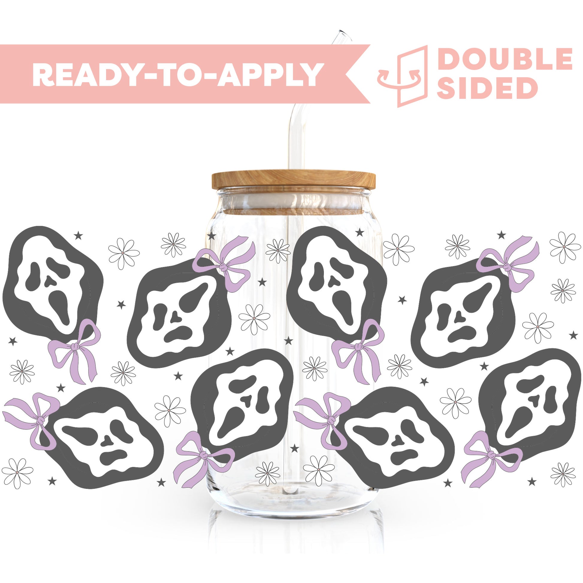 [ Double Sided ] 16oz Cup UV DTF Decal | Halloween Ghost