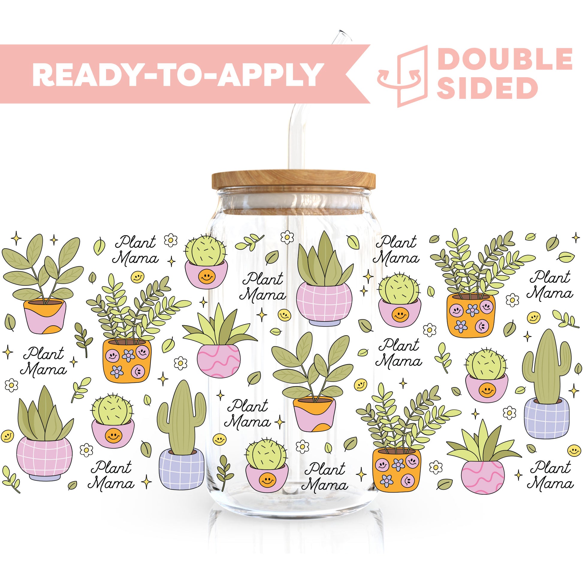 [ Double Sided ] 16oz Cup UV DTF Decal | Plant Mama