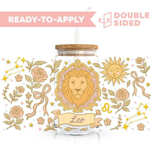 [ Double Sided ] 16oz Cup UV DTF Decal | Coquette Leo