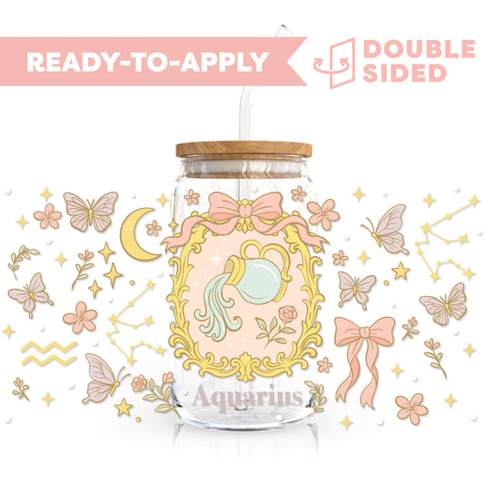 [ Double Sided ] 16oz Cup UV DTF Decal | Coquette Aquarius