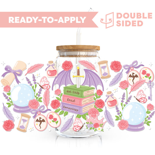 [ Double Sided ] 16oz Cup UV DTF Decal | Hot Girls Read Romantasy