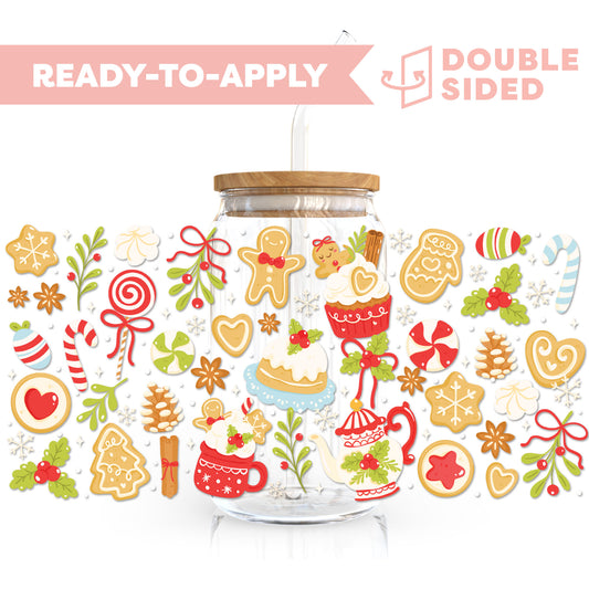 [ Double Sided ] 16oz Cup UV DTF Decal | Holiday Baking Time