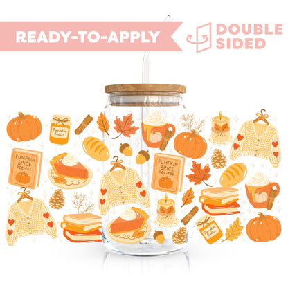 [ Double Sided ] 16oz Cup UV DTF Decal | Cozy Pumpkin Spice