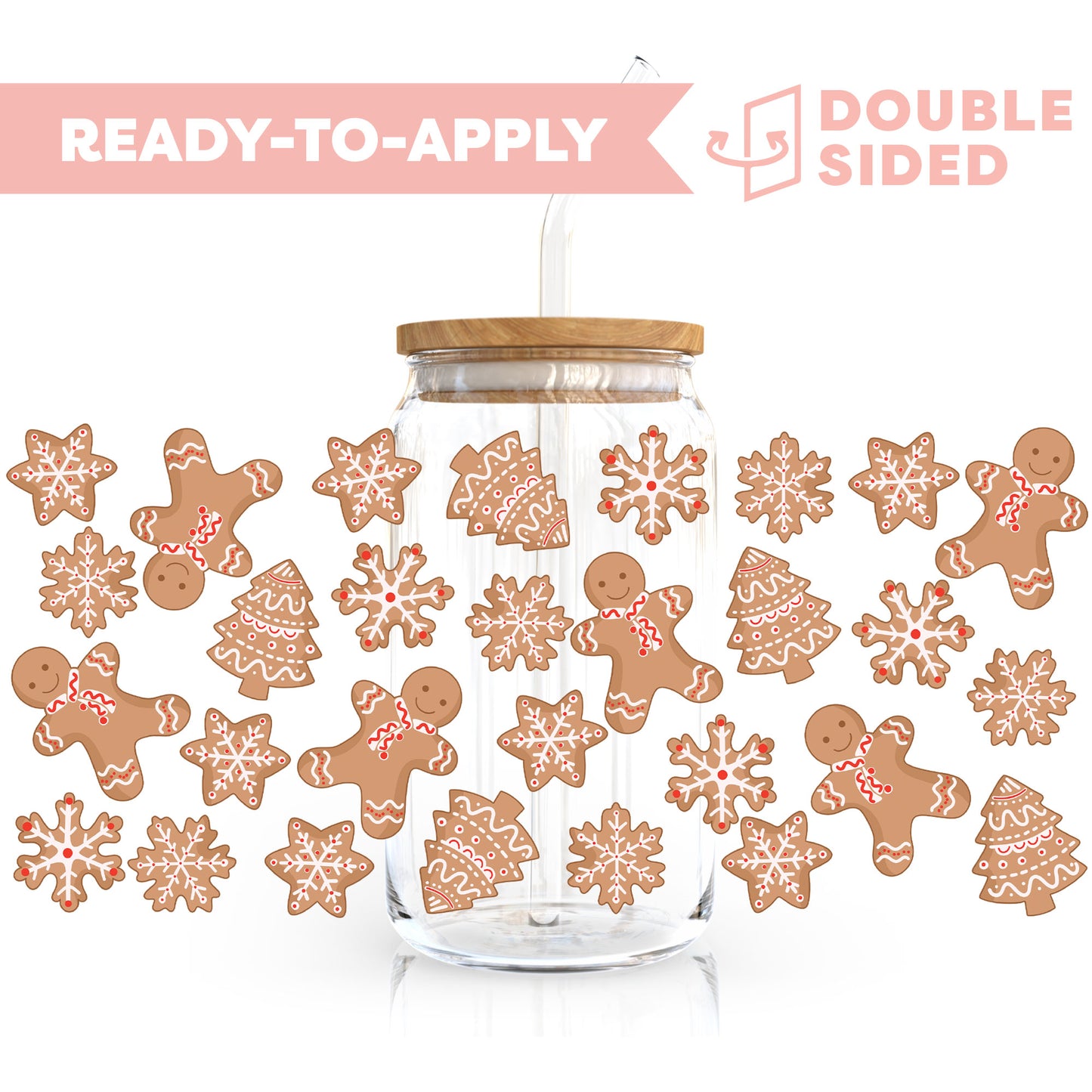 [ Double Sided ] 16oz Cup UV DTF Decal | Treat For Santa