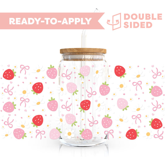 [ Double Sided ] 16oz Cup UV DTF Decal | Strawberry Girlie