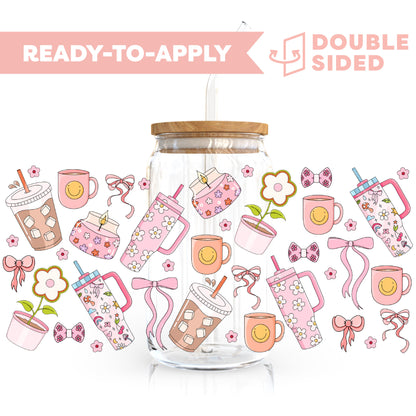 [ Double Sided ] 16oz Cup UV DTF Decal | Girly Coffee