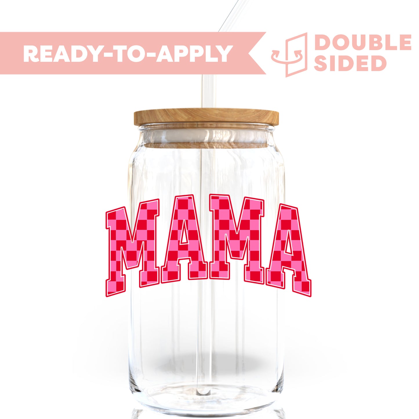 [ Double Sided ] UV DTF Transfer | Red x Pink MAMA