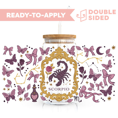 [ Double Sided ] 16oz Cup UV DTF Decal | Coquette Scorpio