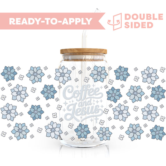 [ Double Sided ] 16oz Cup UV DTF Decal | Coffee and Jesus