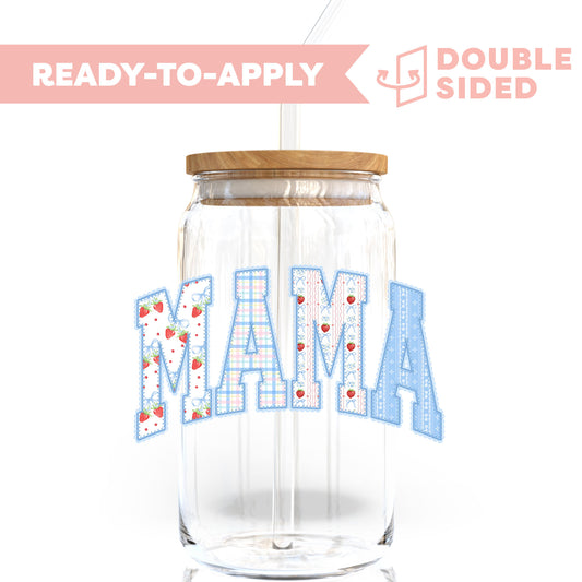 [ Double Sided ] UV DTF Transfer | Blue Coquette Strawberry MAMA