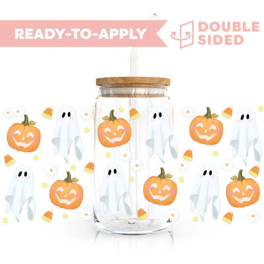 [ Double Sided ] 16oz Cup UV DTF Decal | Pumpkin Ghost