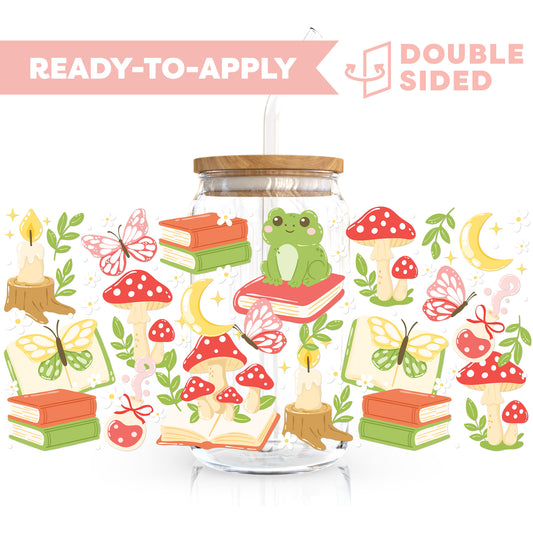 [ Double Sided ] 16oz Cup UV DTF Decal | Cottage-Forest Bookish