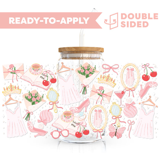 [ Double Sided ] 16oz Cup UV DTF Decal | Pink Bachelorette