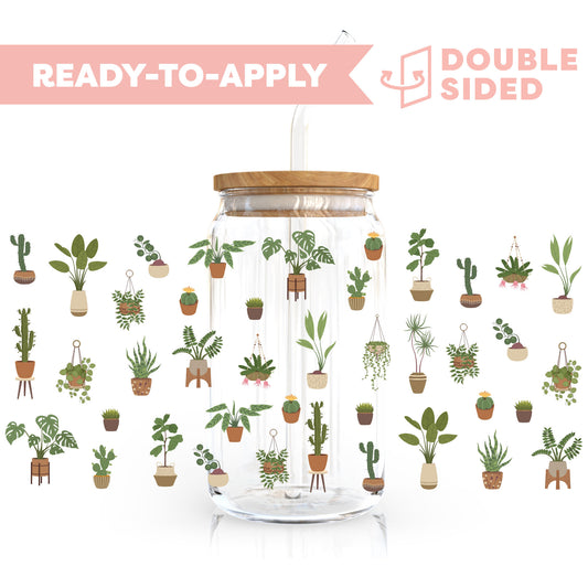 [ Double Sided ] 16oz Cup UV DTF Decal | House Plants