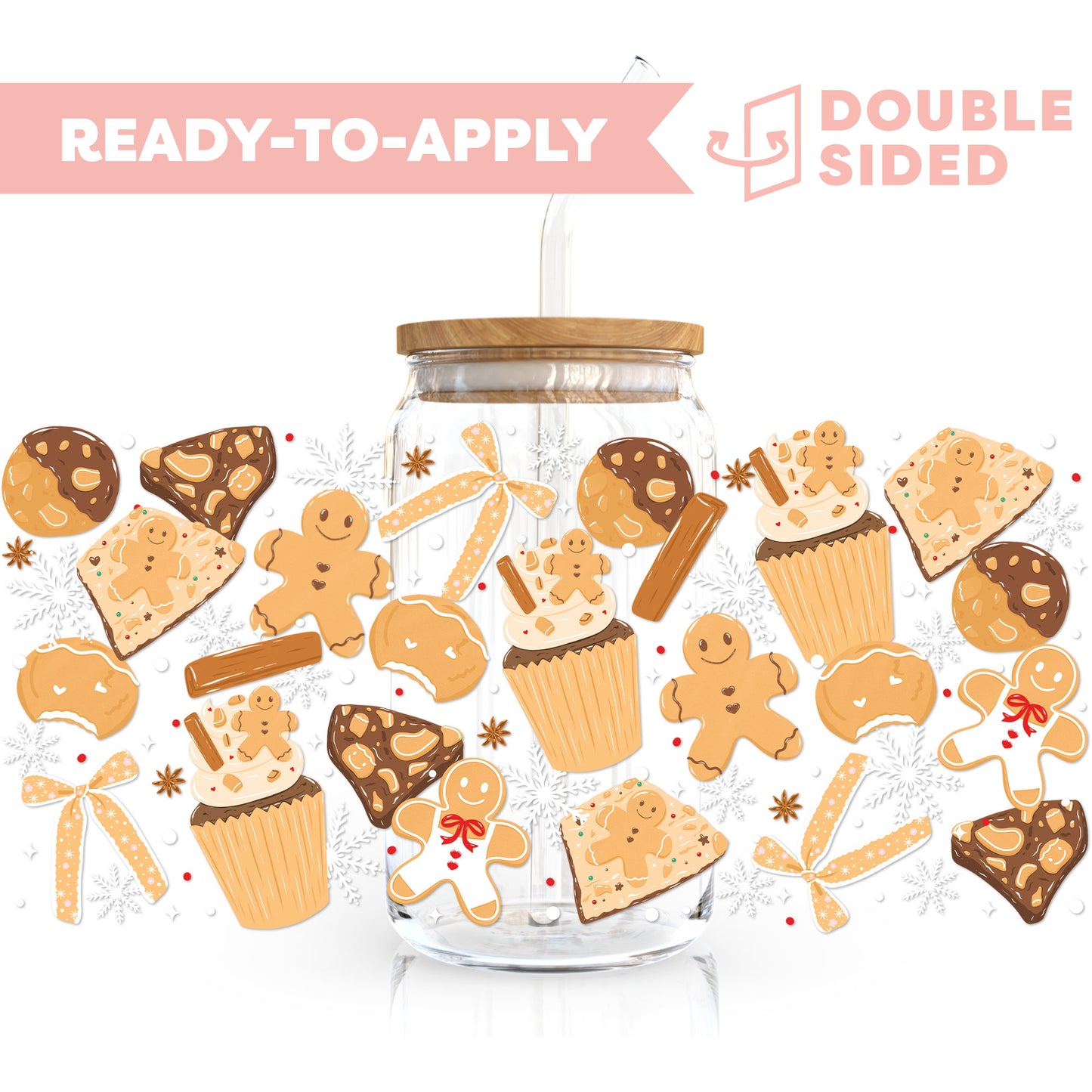 [ Double Sided ] 16oz Cup UV DTF Decal | Bake And Be Merry