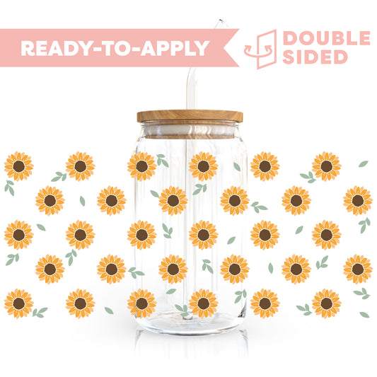 [ Double Sided ] 16oz Cup UV DTF Decal | Simple Sunflower