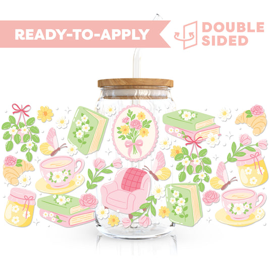 [ Double Sided ] 16oz Cup UV DTF Decal | Dreamy Reading Time