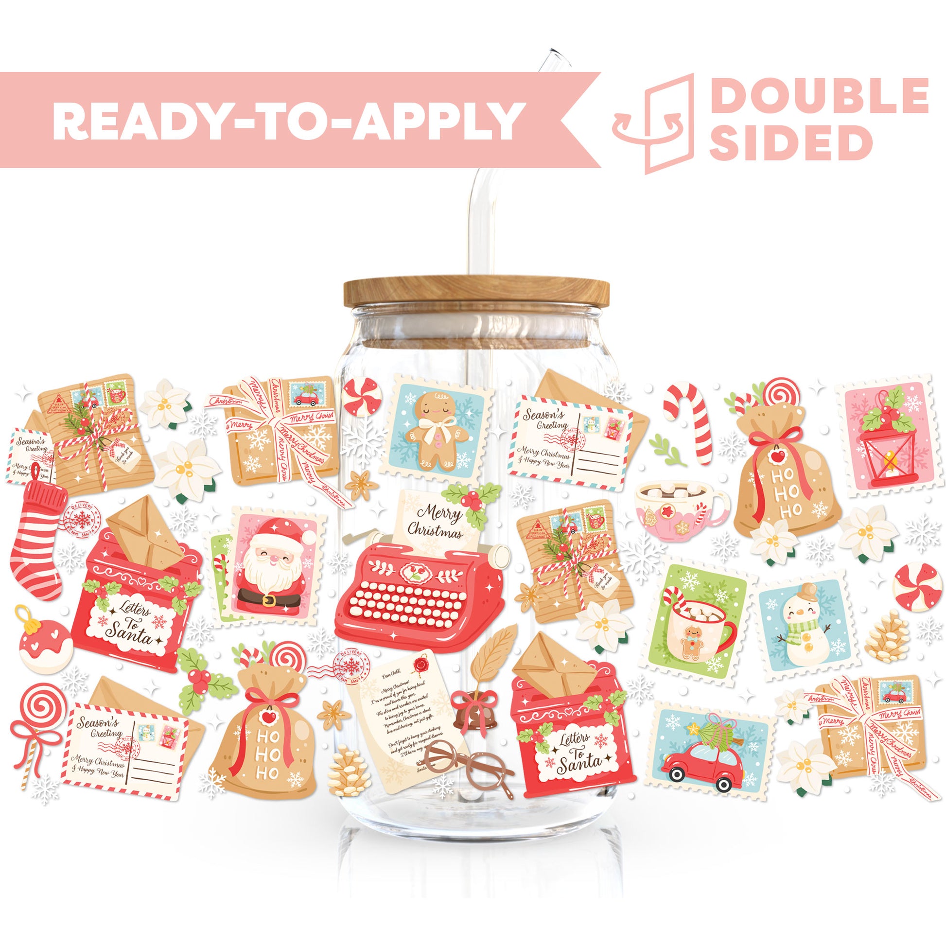 [ Double Sided ] 16oz Cup UV DTF Decal | Letter To Santa