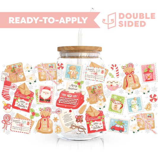 [ Double Sided ] 16oz Cup UV DTF Decal | Letter To Santa