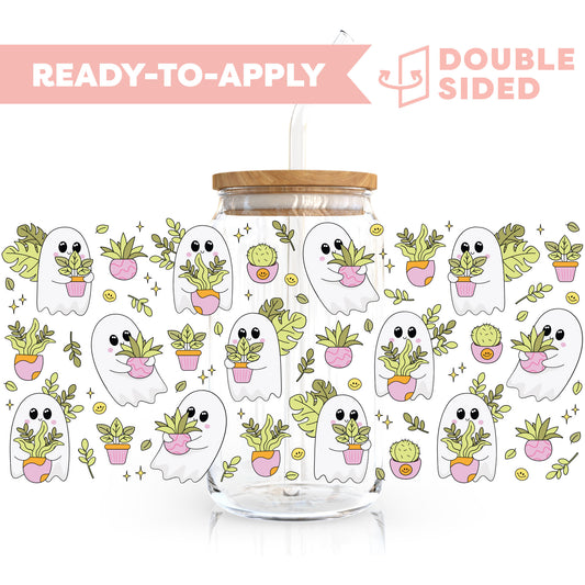 [ Double Sided ] 16oz Cup UV DTF Decal | House Plant Ghost