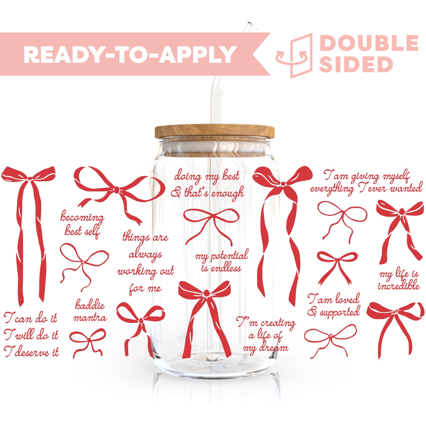 [ Double Sided ] 16oz Cup UV DTF Decal | Baddie's Affirmation